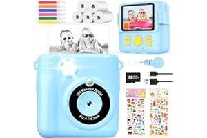 YIKANWEN Aparat cyfrowy dla dzieci, aparat fotograficzny, 1080p, czarno-biały, niebieski