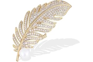 JJiaoLinin Broche, Plume Rétro Broche, Broche en Strass, Décoratif Broche pour Femme, épinglette DéLicate à la Mode, pour Chapeau, Sac, Mariage, Anniversaire, Robe élégante（Or）