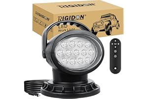 RIGIDON Strobo Faro da ricerca Led, 38W 3800LM Spotlight Rotazione 360° Telecomandato Luce da Lavoro esterno con Magnetica, Luce da Ricerca per Auto Fuoristrada Camion SUV 4x4 Barca, Faretto a led
