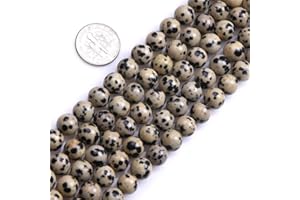 LIFAVOVY 6mm Natural Dalmatian Jasper Beads Round Gemstone Loose Beads for Jewellery Making (63-66pcs/strand)