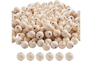 Glaxcidy Perline di Legno, 170 Pcs Perline di Legno Naturale, 20mm Rotonde con Fori, Decorazioni per Fai Da Te Artigianato, Ghirlande, Fabbricazione di Gioielli