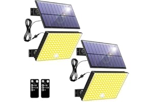 Topabol Faretto Led da Esterno Solare con Sensore di Movimento,400LED 3 Modalità Luce Solare LED Esterno,Giallo Caldo Impermeabile Luci Solari da Giardino per Sicurezza e Illuminante (2 Pezzi)