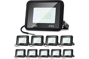 ‎DAROMIGO Daromigo LED Strahler Außen, LED Strahler 10 Stück 10W, LED Scheinwerfer, 900LM LED Scheinwerfer außen,6000K Kaltweiß IP65 Wasserfest Außenstrahler für Hinterhof,Garage,Flur
