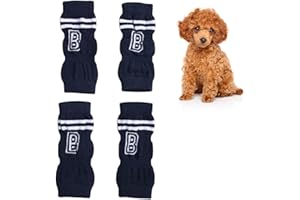 BAOFUYA 4Pcs Pet Dog Winter Soft Warm Cotton Leg Socks, Joint Protection Stylish Letter Pattern for Small Medium Dogs Cats M