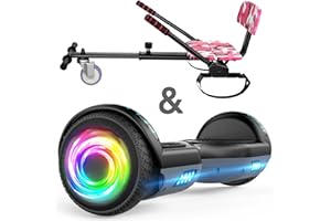 SISIGAD Hoverboard and Kart Bundle, 6.5 inch Self Balancing Scooter with Hoverkart, Hoverboards with LED Lights, Ideal Hover Board for Kids Teenagers Adults