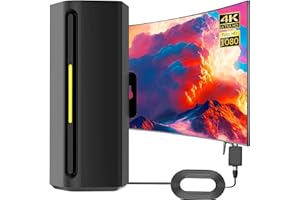 GBOKYN Antenna TV per interni potente, antenna TV interna per esterni potente, rosso 5M cavo coassiale, antenna portatile HDTV digitale a portata di ricezione per 1080P 4K canali TV gratuita