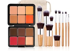 JasCherry Palette de fard à joues en crème 12 couleurs, Concealer Palette, Longue tenue, anti-taches, aspect naturel, estompable pour une peau impeccable, Finition mate sans cruauté envers les animaux