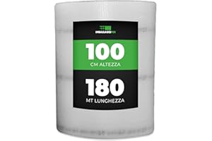 ImballaggiPer Rotolo Pluriball 1 x 180 mt 35gr/mq con HD, Bobina per Imballaggio e Spedizione, Ideale per Trasloco, Trasporto e Protezione Oggetti