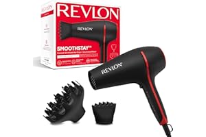 Revlon Smoothstay Coconut Oil-Infused Hair Dryer (2000 watts, 2 Accessories for Styling Versatility: Diffuser & Concentrator Comb, Ceramic Tourmaline Ionic Technology) RVDR5317