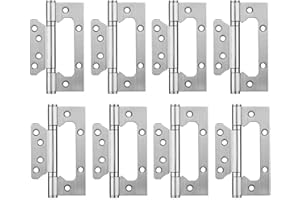 LOOTICH Bisagras al Ras de Puerta Acero Inoxidable Bisagra Silenciosa a Tope 125 x 79mm para Atornillar con Rodamiento de Bolas Para Puertas de Interior sin Ranurar Hasta 25kg (8 Piezas)