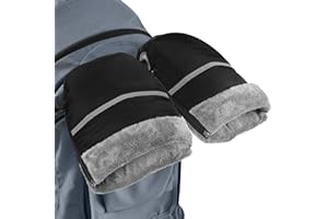 Bighan Guanti Passeggino, Antivento Antigelo Scaldamani Impermeabile Guanti Manicotto Inverno in Pile Termico Per Guanti Passeggino, Universale Maggior Parte Dimensioni per Passeggino (Nero)