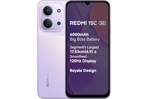 REDMI 15C 5G Dusk Purple 6GB + 128GB | Royale Design | Massive 6000mAh Battery | Segment's Largest 17.53cm Display Up to 120H