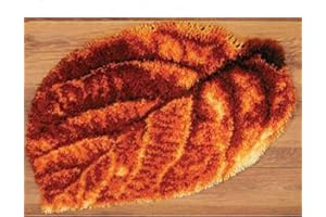 LGWG Knüpfteppich Zum Selberknüpfen,Kreuzstich Stickerei DIY Set Selber Machen Set Latch Hook Kit Für Kinder Und Erwachsene Zum Selber Knüpfen,Maple Leaf,52X38cm/20x15in