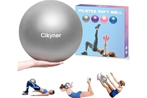 Cikyner Palla da ginnastica piccola, 23-25 cm, con cannuccia gonfiabile, per pilates, yoga, allenamento completo del corpo, miglioramento dell'equilibrio a casa in palestra e in ufficio