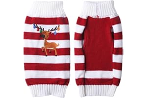 TENGZHI Turtleneck Dog Jumper - Classic Striped Christmas Reindeer Embroidered Knit Dog Sweater Coat, Warm Pet Winter Clothes Outfits for Dogs Cats