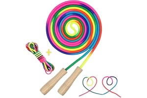 CEVIKNO Długa skakanka dla dzieci, regulowana, skakanka z drewnianym uchwytem, 5 m dla wielu graczy, dla dzieci