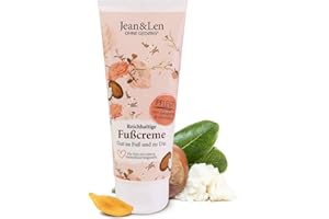 ‎JEAN & LEN Jean & Len Fußcreme Sheabutter & Calendula, für trockene & beanspruchte Haut, pflegt intensiv & verleiht geschmeidige Füße, Rosmarin & Ingwer Duft, Foot Cream, ohne Parabene & Silikone, vegan, 100 ml