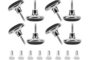 Minnhua 8 Pcs Furniture Legs Bed Castors Gliders with Metal Inserts for Beds Sofas Footstools Replacement for Castors Furniture Bed Chrome Feet Leg Glides Castors and Insert Fitting