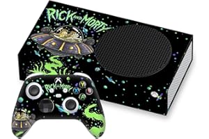 Head Case Designs Officially Licensed Rick And Morty The Space Cruiser Graphics Vinyl Sticker Gaming Skin Decal Cover Compatible With Xbox Series S Console and Controller Bundle