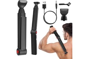 VIHBRAI Rückenrasierer für Männer, Körpertrimmer Elektrischer mit 2 abnehmbare Scherköpfe & Ergonomischer Armverlängerung, Faltbare Herren Körperrasierer für Rücken-, Gesichts-, Brust- & Schulternpflege