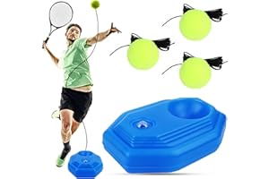 MplehDa Entrenador de tenis, máquina de pelota de tenis, equipo de entrenamiento de tenis con 3 pelotas de rebote, equipo de tenis portátil, equipo de práctica de tenis de cuerda antienredos para