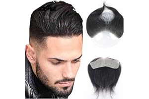 GRFIT Protesis Capilar Hombre Tupé de pelo liso for hombre, línea de cabello Frontal estilo V for hombres, 100% cabello humano Remy, 0,06mm, piel ultrafina, Base de PU, prótesis capilar for hombres Peluca p