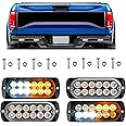 KYYET 4pcs Ultra Slim 12 LED Surface Mount Emergency Hazard Warning Flashing Strobe light Bar For Off-Road Vehicles ATV Trucks Trailer Lorry Van (Amber&White)