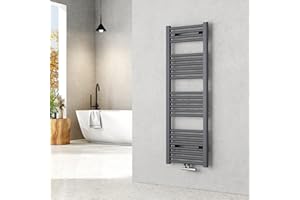 EMKE Badheizkörper Handtuchheizkörper Mittelanschluss 1200x400 mm, Handtuchwärmer Handtuchtrockner Heizkörper Bad Handtuchhalter Anthrazit 427 Watt