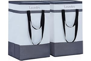 ROSOS Laundry Basket, 80 L Collapsible Laundry Baskets, 2 Pack Laundry Hamper with Extended Double Handle, Foldable Laundry Basket for Laundry Bedroom Bathroom Dorm Storage Clothes Toys, Black
