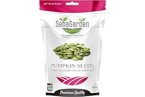 Semillas de calabaza Seba Garden, 1000 g, grado AA, fuente de proteína cruda, cultivadas sin cáscara, alto contenido en fibra, fuente de hierro, sin OMG (clase AA).