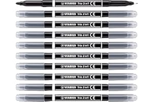 Rotulador de doble punta STABILO Trio 2 en 1 - Caja con 10 unidades color negro