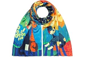 VON LILIENFELD Szalik damski 100% jedwab Rosina Wachtmeister: Dolce Vita koty sztuka motyw chusta na szyję 172 x 42 cm, wielokolorowa, 172/42
