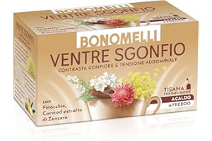 Bonomelli, Tisane Funzionali, Ventre Sgonfio, 16 Filtri, Integratore alimentare, con Finocchio, Anice e Carvi, Contrasta gonfiore e Tensione Addominale (32g)