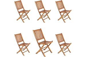 EDENJARDI Pack 6 sillas jardín Teca Plegables, Madera Teca Grado A, Medidas 48x60x85 cm, Tratamiento al Agua aplicado, sillas de teka para Comedor, Silla de terraza