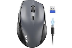TECKNET Pro Souris sans Fil, Souris sans Fil Rechargeable Silencieuse, 6400 DPI Réglable Optique Souris Ergonomique pour Ordinateurs Portables, Mac, PC, Windows