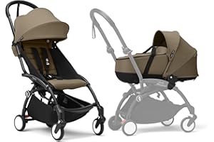 Poussette Stokke YOYO3 avec nacelle nouveau-né et pack couleur 6+ - Comprend un cadre noir, un pack couleur YOYO 6+ (Toffee) et une nacelle nouveau-né (Toffee)