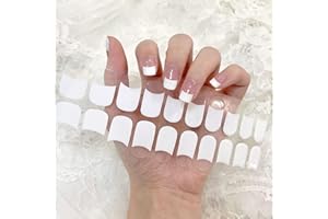 Ceboic Tiras de Uñas de Gel Semicurado, 22Pcs Pegatinas Esmalte de Uñas de Gel, Envolturas de Esmalte de Gel para Uñas Cubierta Completa Nail Stickers para Arte de Uñas DIY (Blanco Francesas)