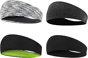 ATBUSS 4-pak antypotowych opasek na czoło dla mężczyzn, sportowa opaska na czoło, elastyczna opaska na czoło, wielokolorowa, nadaje się do biegania, wspinaczki, wędrówek, jazdy na rowerze
