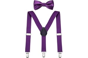 DonDon Ensemble Bretelles et noeud papillon garçon élastique et longueur ajustable pour enfants de 1 à 8 ans