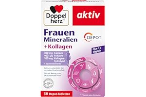 ‎DOPPELHERZ Doppelherz Frauen Mineralien + Kollagen - Calcium, Folsäure, Kollagenhydrolysat + Spurenelemente - 30 DEPOT-Tabletten