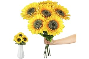 Bafumiu 8 sztuk sztucznych słoneczników, 40 cm, dekoracja stołu, jesienne kwiaty, dekoracja na wesele, imprezę, do salonu, dekoracja stołu