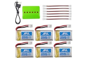 ZYGY 6 sztuk akumulatorów Lipo (3,7 V 150 mAh Lipo) + ładowarka 6w1 do H36 E010 Furibee f36 REALACC H36 RC Quadcopters Drone Battery