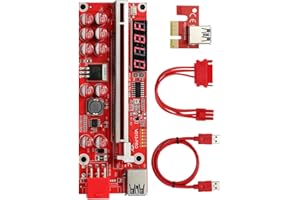 YBBOTT Tarjeta Riser Pcie Adaptador de 1X a 16X VER013 Pro con Indicador de Control de Temperatura y LED 10 Condensadores de Estado Sólido Ethernet Mining GPU (1 Pack)