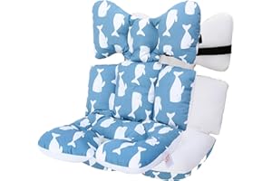 LAT LEE AND TOWN Baby Stroller Cushion, Baby Pushchair Seat Liners Pram Liner Universal Baby Stroller Seat Cushion Soft and Breathable 3D Air Mesh Cotton Pushchair Accessories (Blue Whale)
