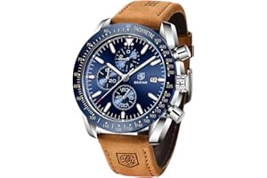 BY BENYAR BENYAR Men's Watch Quartz Sports Chronograph Fashion Business Luxury Brand Waterproof Watch Analog Date Men's Brown Leather Watch for Men