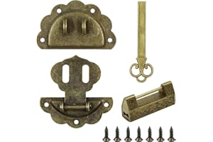 Vintage design legering latch, retrostil mini hänglås med skruvar och nyckelnyckel, retro smyckeskrin spärrlås för trä låda smycken låda fodral skåp möbler dekorativt skåp