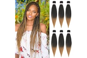 DT CHERYL Capelli Intrecciati Pre allungati Extension 6 Packs 66 cm Capelli Per Treccine Africane Yaki Hair Braid Extension Capelli Sintetici Uncinetto T27/613…
