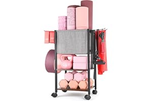 BIKONEY Soporte Discos Pesas Organizador Esterilla de Yoga Organizador de Gimnasio Esterilla Deporte, Yoga, Pilates, Ejercicios, incluye correa de hombro y bolsa de transporte Rack Musculación