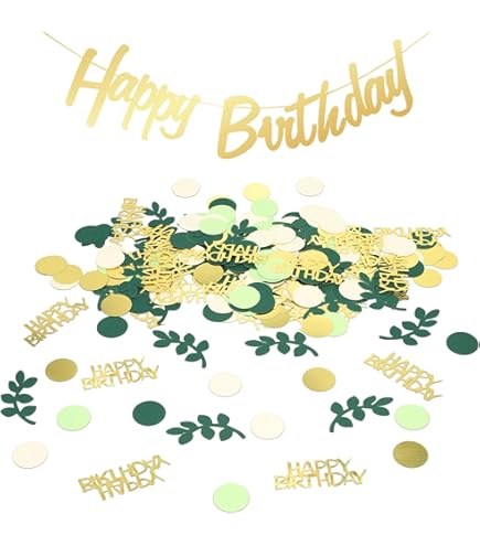 200 Confettis Anniversaire Verts Et Dorés, Confetti De
