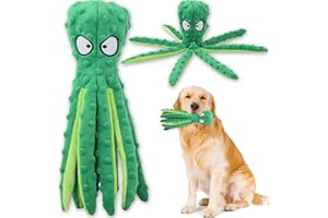 Acehome Squeaky Dog Interactive Play Toy,No Stuffing Octopus Dogs Chew Toy with Crinkle Paper for Medium and Large Dogs Playing